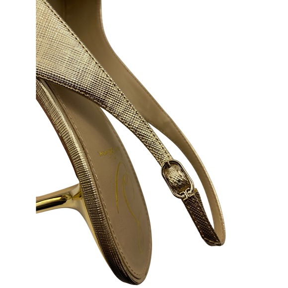 Sam Edelman Womens Gold Textured Metallic Slingback Pointed Toe Kitten Heels 10 - Picture 8 of 8